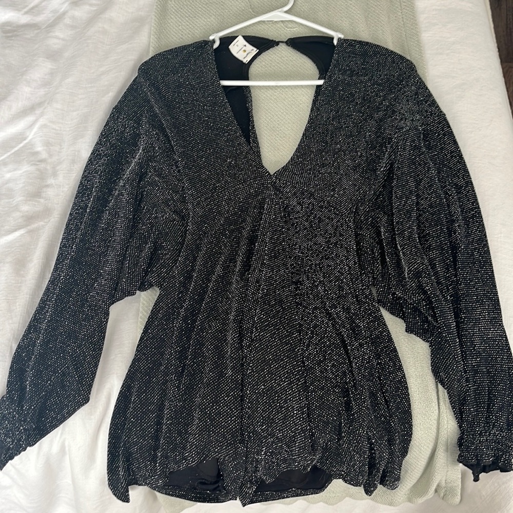 Black sparkly long sleeve romper